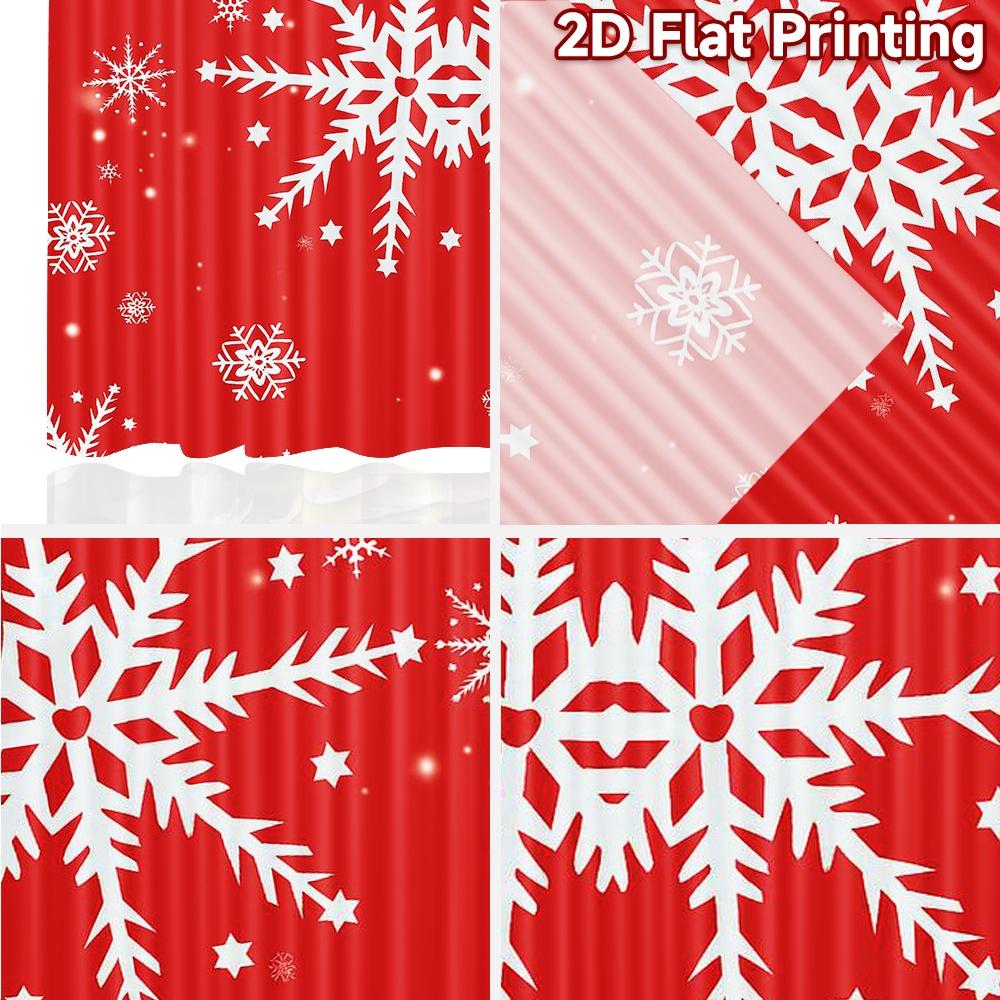 Set Of 2 Flat Printing Curtains Without Rod Snowflake Curtain Christmas Festival Fashion Prints Sheer Made Polyester