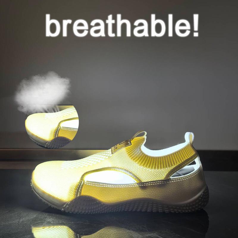 Summer Mesh Knitted Sneakers for Women Casual Breathable Hollow Out Walking Shoes Women's Lightweight Tennis Sneakers Anti-Slip Comfort Running Shoes