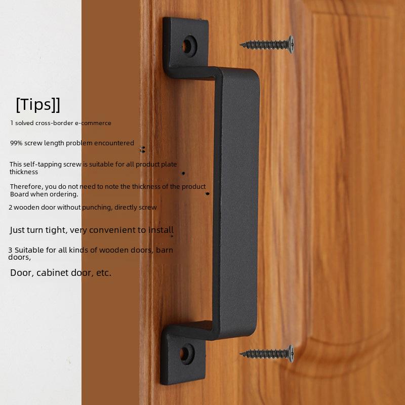 Black Exposed Handle: Easy-to-Install Large Wooden Door Handle for Cabinets and Rooms