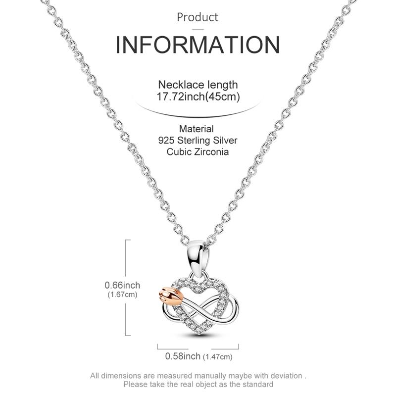 Original 925 Silver Necklace For Women Class Style Heart Shape Romantic Style High Quality Women Necklace Jewelry Gift