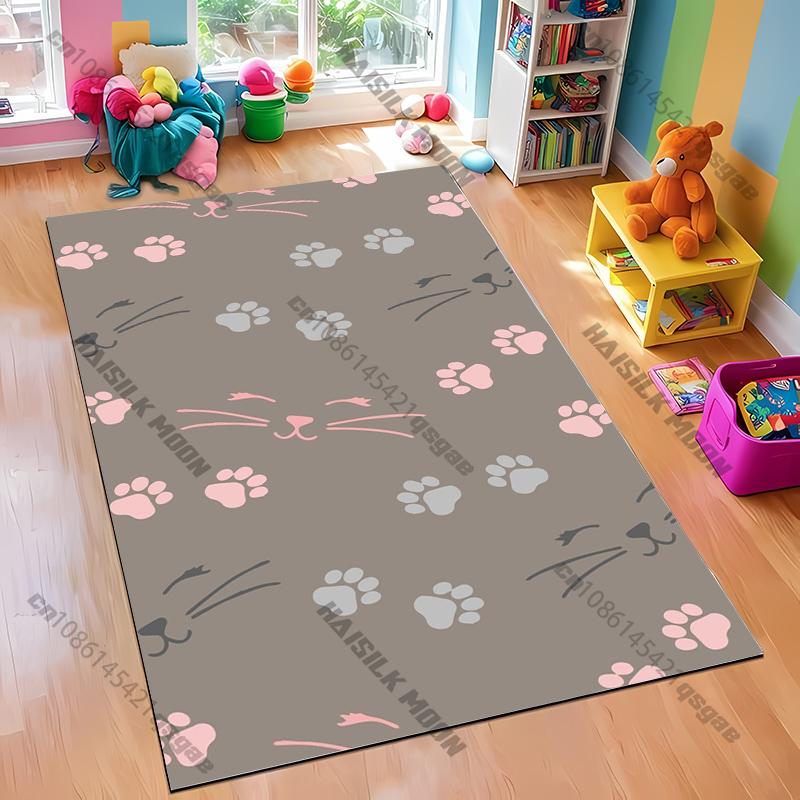 17 Styles Cat Paw Printed Carpet Rug for Living Room Bedroom Entrance Door Decor Mat, Kids' Room Decorative Mat Multi-Size Gifts