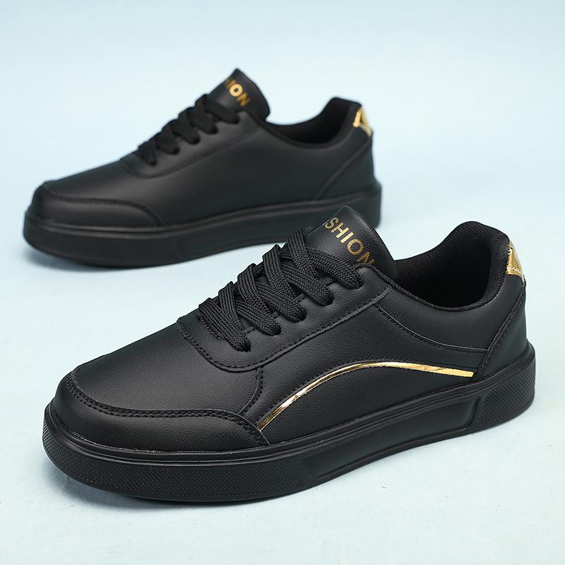 

Весна/осень, мужская сверхлегкая обувь, большие размеры, уличные белые маленькие белые кроссовки 43 золотой/чёрный