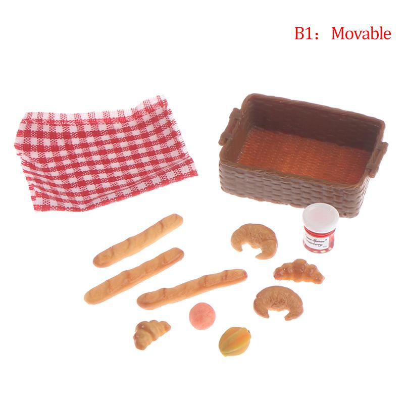 1 :6 /1: 12 Simulation Mini Bread Baguette Miniature Dollhouse Bakery Food With Basket For Doll Kitchen Accessories