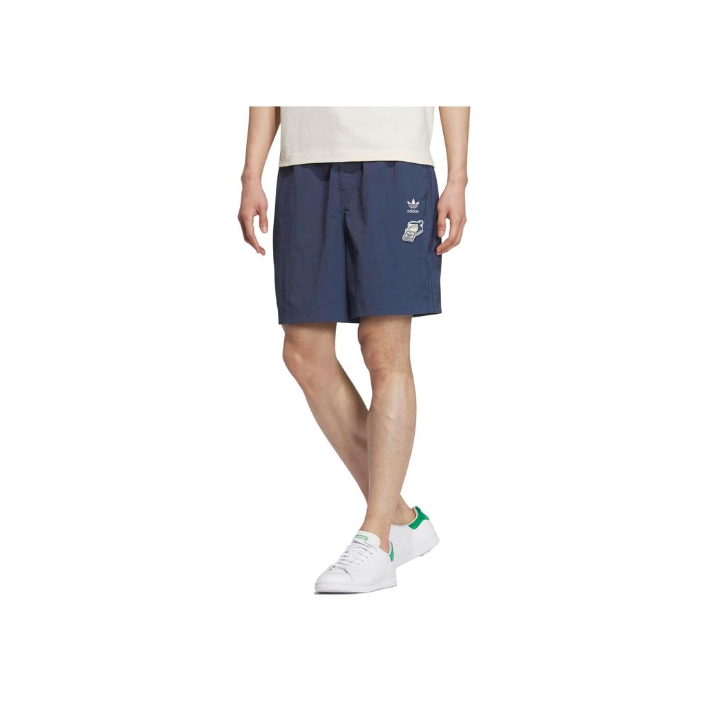 Adidas Originals X-Large Collaboration Embroidered Logo High-Waist Drawstring Athletic Shorts Men Shorts Navy IS0653