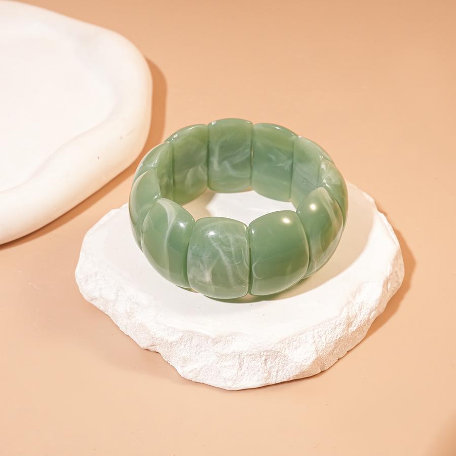 High-End European & Asian Gradient Acrylic Patchwork Bangle - Retro Exaggerated Style Wristband for Women