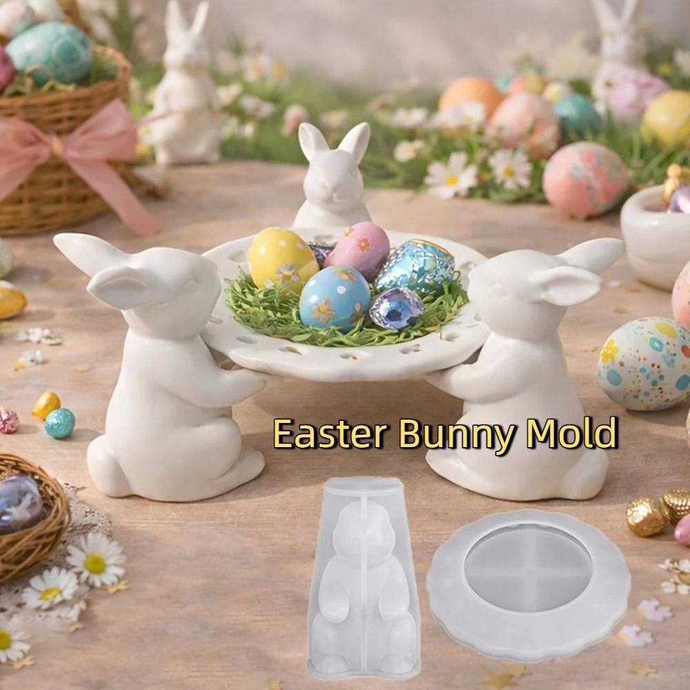 3D Easter Bunny Tray Mold Non-stick Easter Bunny Mold Decorative Candy Plates  Party
