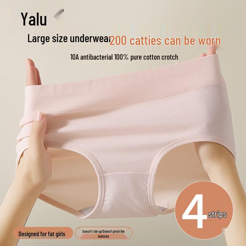 Yalu Women's Plus Size High-Waist Cotton Briefs - 4 Pack