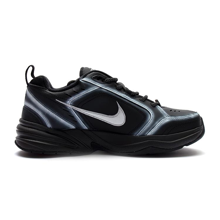 Nike Air Monarch 4 Textile, Leather Low Top Chunky Sneakers Unisex Black Silver 415445-001(Team15-)