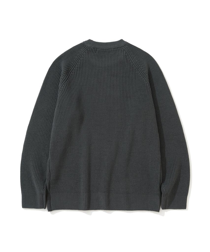 KNITTED [Nitied X Fashion Planet] Cotton Waffle Round Knit Charcoal