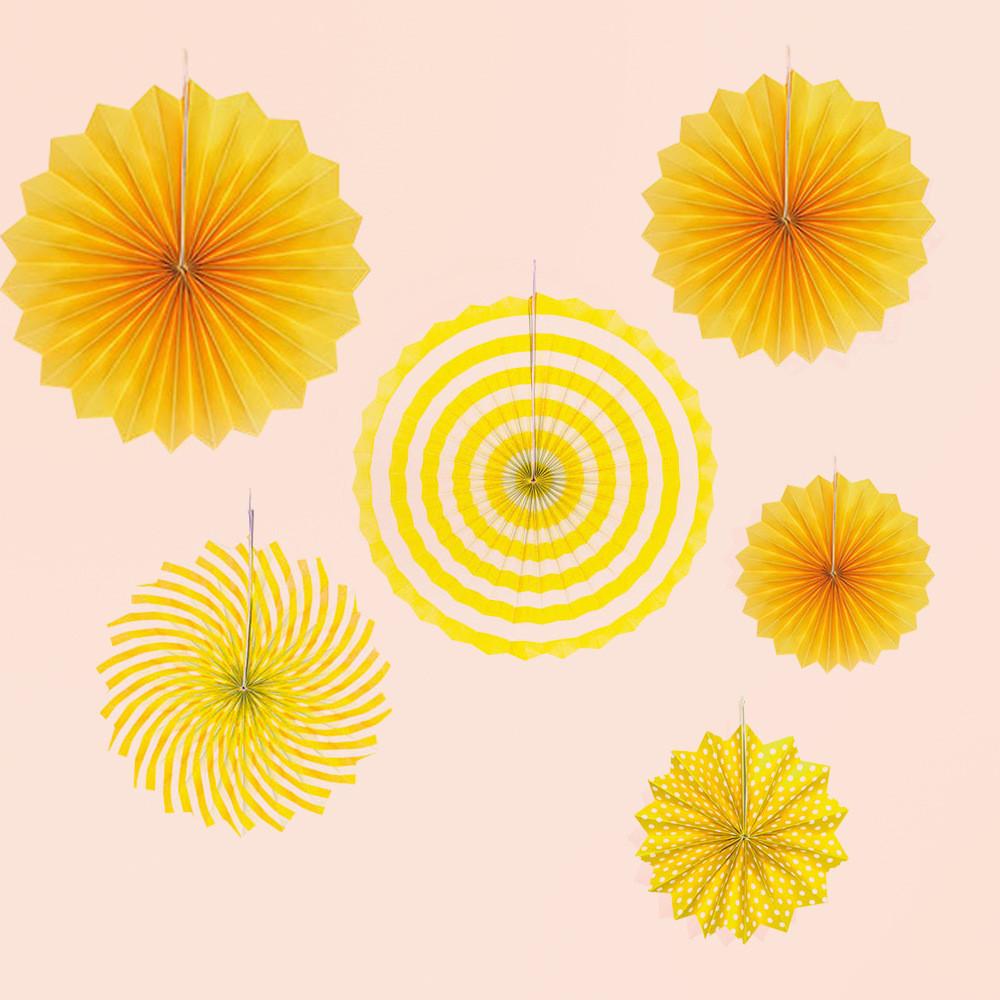 Vibrant Set Of 6 Paper Fans For Party Decoration And Atmosphere Enhancement