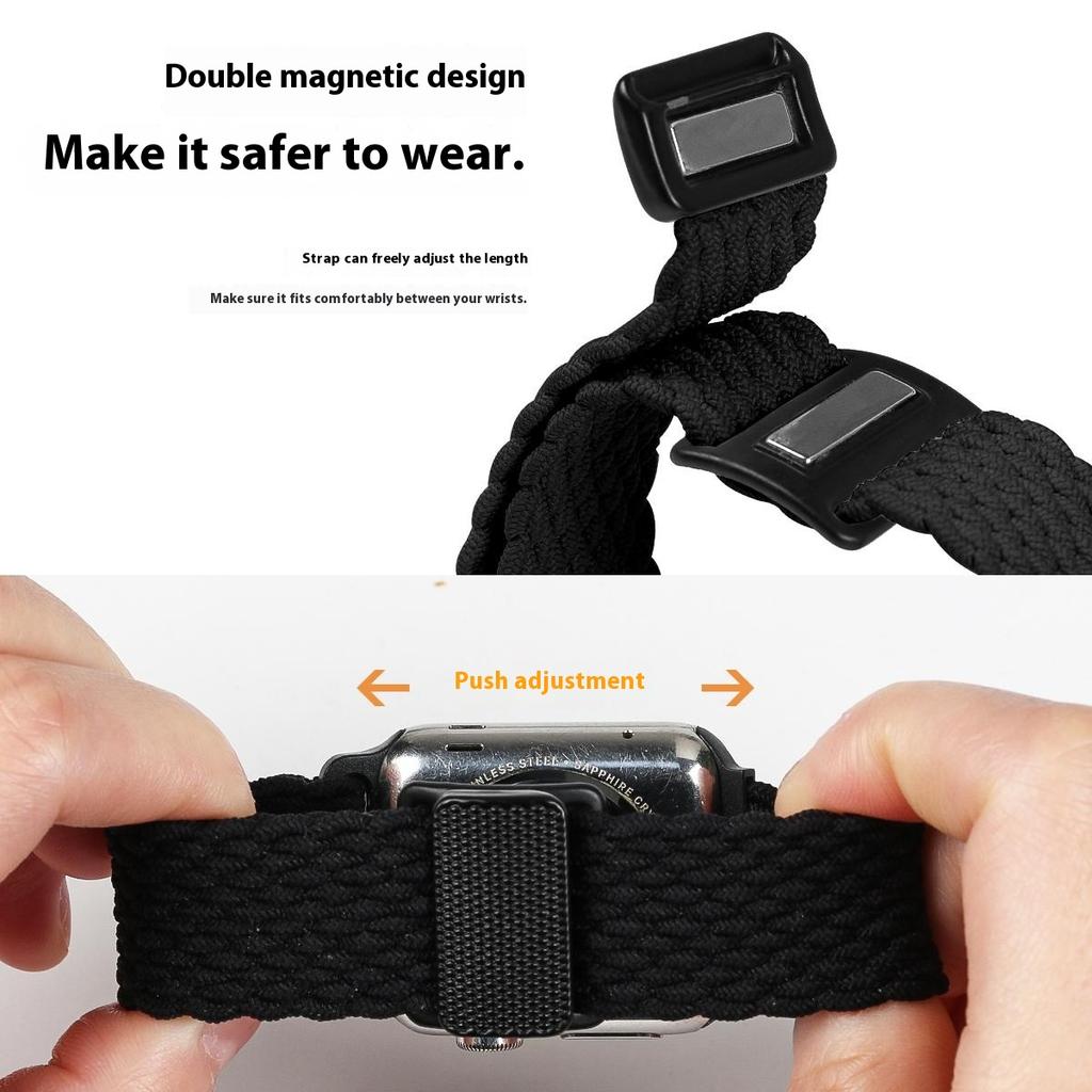 Nylon Strap for Apple Watch Series 10 9 8 7 SE 6 5 4 3 2 1 42mm 41mm 40mm 38mm Braided Watch Band with Magnetic Buckle