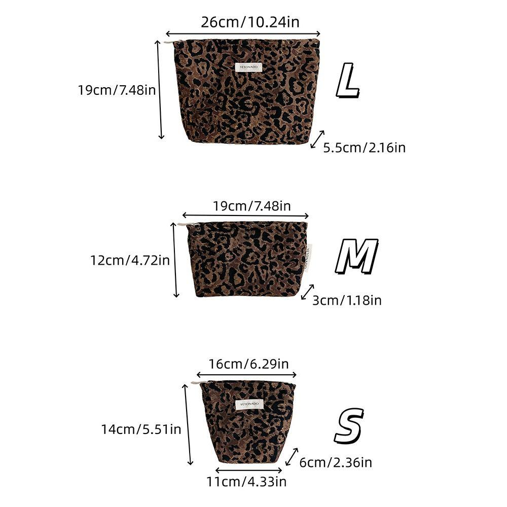 New Polyester Canvas Clutch Bag Large Capacity Zipper Closure Makeup Bag Leopard Print Portable Cosmetic Storage Pouch Women Use