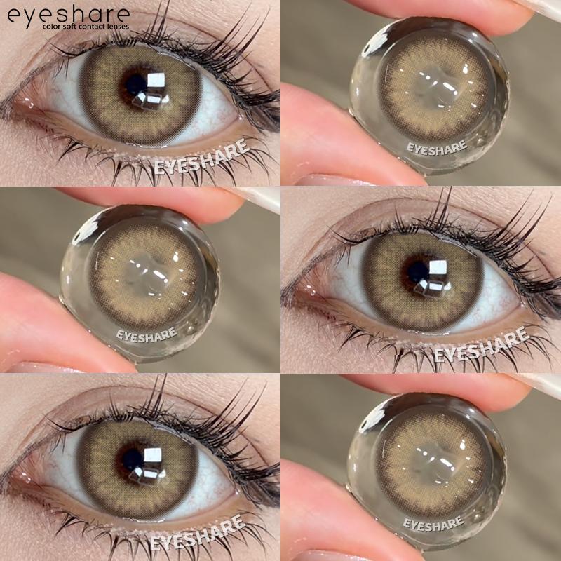 EYESHARE 1Pair Color Contact Lenses for Eyes Natural Brown Yearly Use Lenses Gray Multicolored Contact Lens Gray Pupils Lens