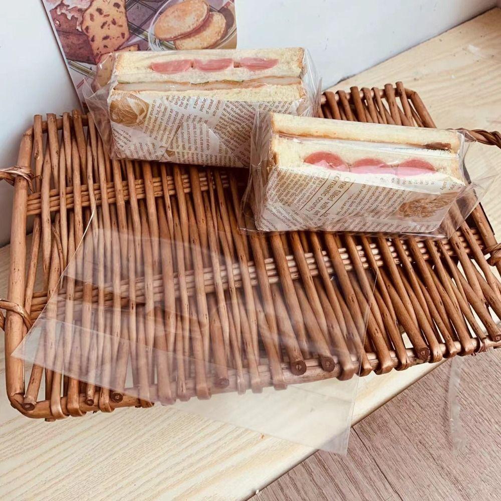 100PCS Transparent Sandwich Packaging Bag Plastic Baking Bag Hamburger Packing Bag  Party Supplies