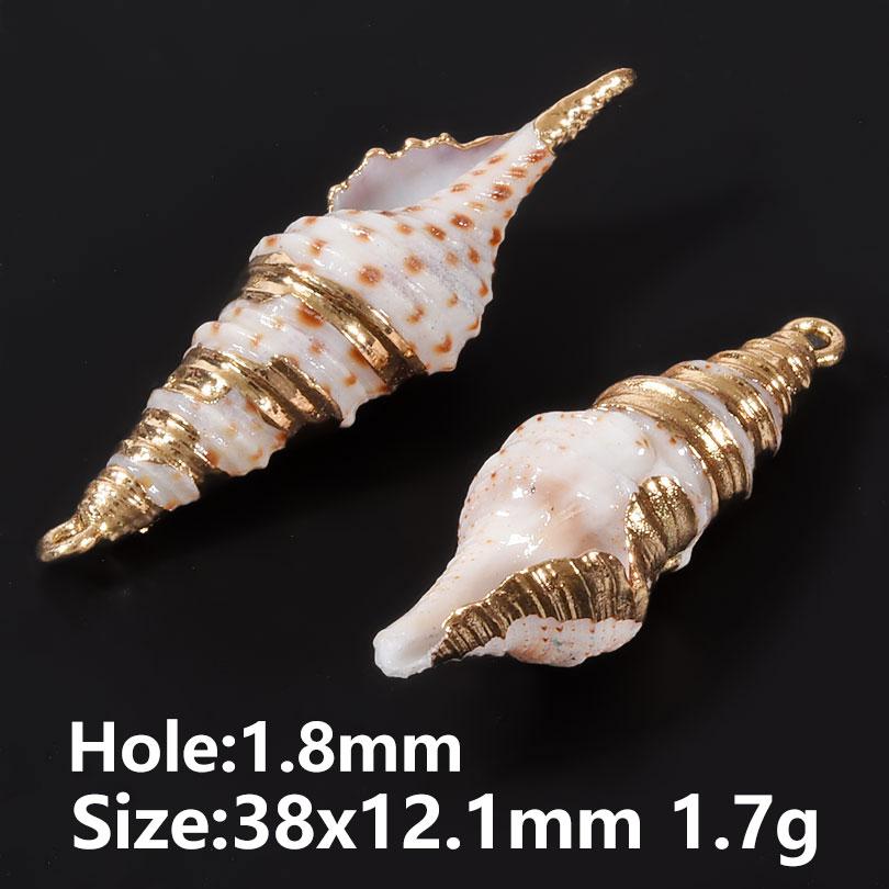 2pcs Ocean Shell Conch Pendant Charms For Jewelry Making Supplies Copper Beach Accessories DIY Earrings Necklace Keychain Charm