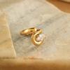 GEMCHIC Women's 18K Gold Plated Titanium Steel Geometric Ring with Cubic Zirconia