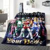 Name Custom Saint Seiya Print Flannel Blanket High Quality Warm Comfortable Cover for All Seasons Perfect for Gifts Home Decor