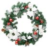 VidaXL Couronne de Noël avec lumières LED vert 60 cm PVC, couronnes, couronnes de Noël avec décoration, ornements de 321516