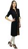 Phagun Womens Indian Ethnic Rayon Black Kurti Tunic Designer Pom - Pom Kurta -
