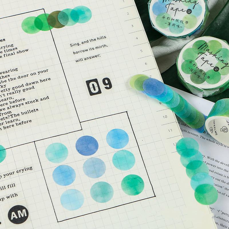 1Roll School Office Supply Colorful Dots Masking Tapes Journal Student Notebook Stickers Kids DIY Decorative Diary Scrapbooking