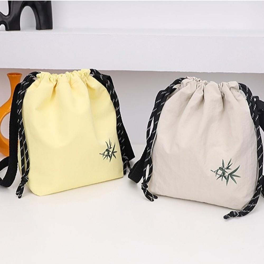 Lightweight Nylon Bucket Bag Large Capacity Crossbody Bag Simple Drawstring Shoulder Bag  Daily