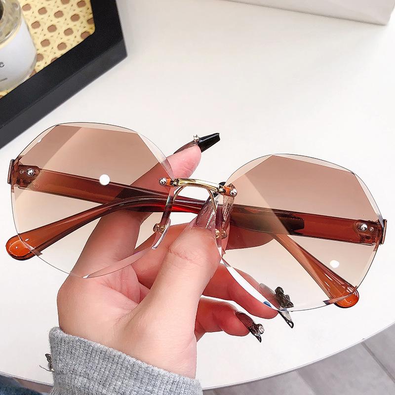 Fashion Frameless Trimmed Sunglasses Women'S Trend Versatile Irregular Frame Sunglasses Street Photo Uv Protection Glasses