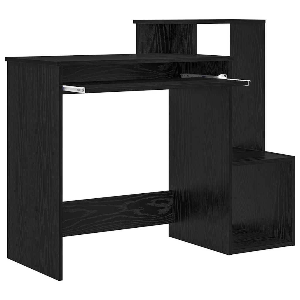 Desk with Shelf Black Oak Effect 106 x 41 x 88.5 cm