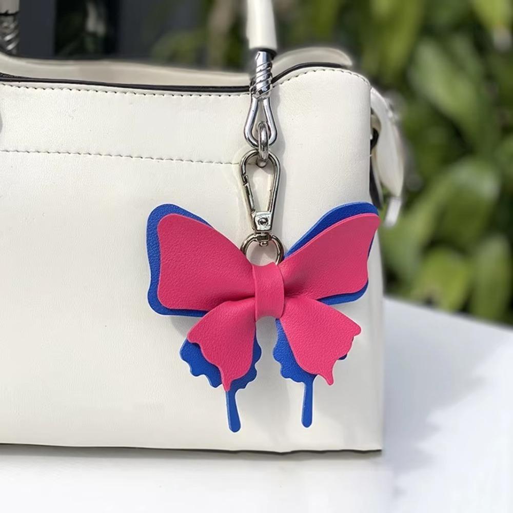 Retro Colorful Butterfly Pendant Keychains Leather Exquisit Backpack Decoration Accessories Personalized Bag Pendant