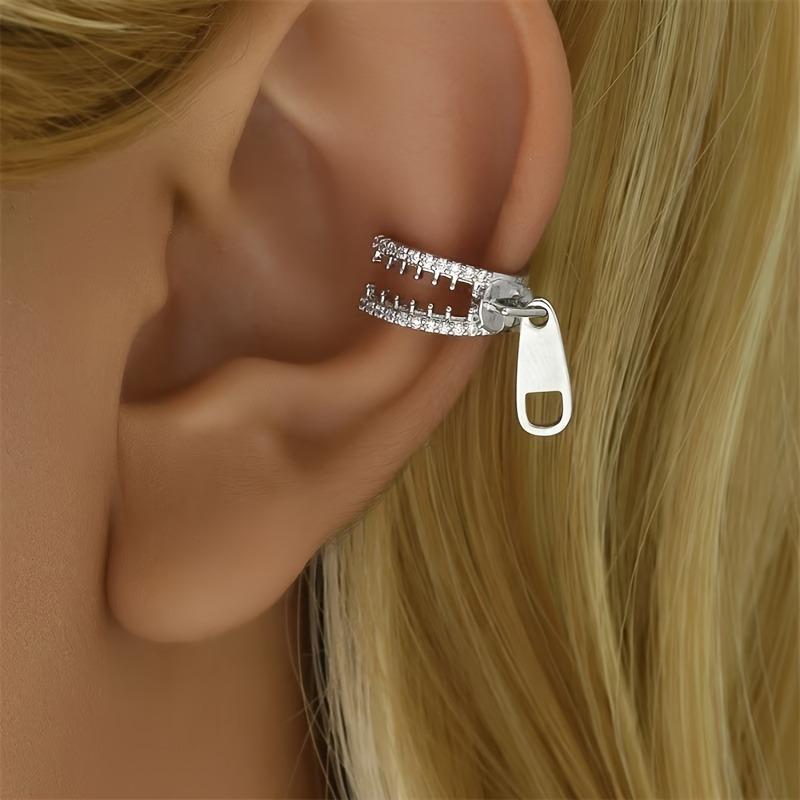 1pair A Fun No-Piercing Zipper Ear Clip And Earring, Creatively Designed for Those Without Ear Holes