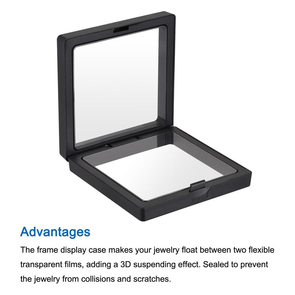 Floating Thin Film Display Box, ABS Frame Display Case Holder 5cm X 5cm X 2cm 7cm X 7cm X 2cm Black for Ring Pack of 10