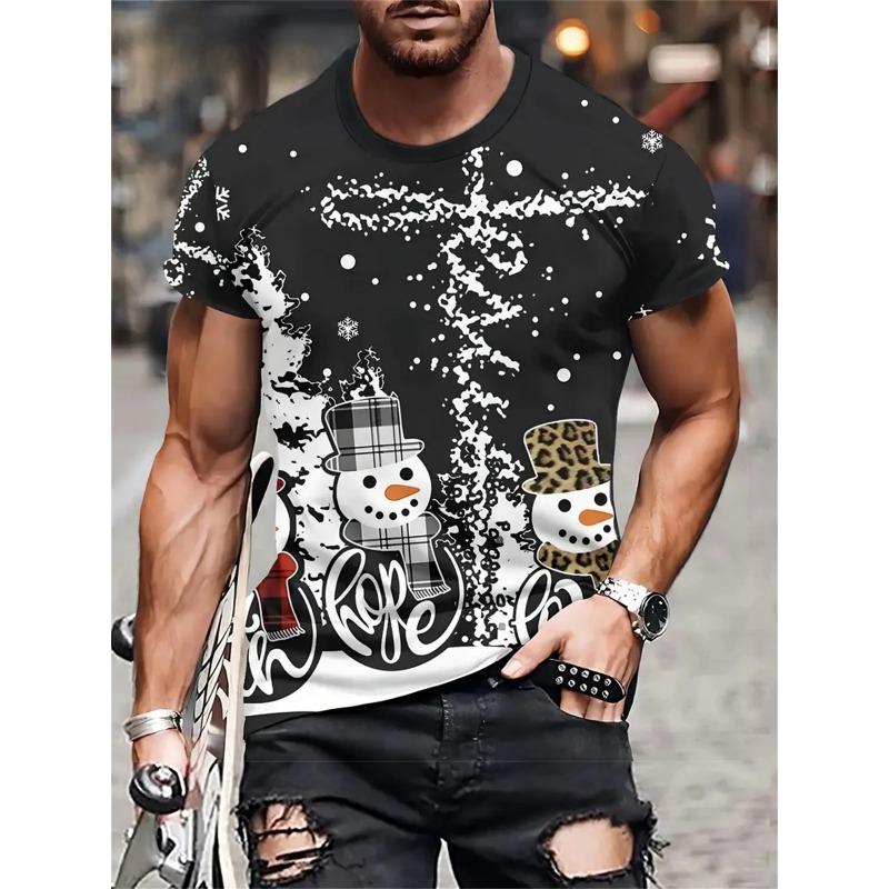 Christmas Men's T Shirt 3D Print Casual Short Sleeve Tees Street Fashion Crew Neck Pullover Male Oversized Clothing Sweatshirt