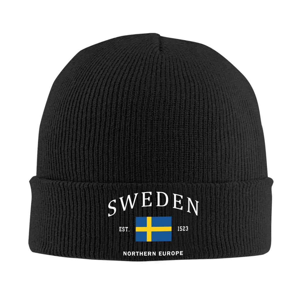 Sevrige Sweden Flag Skullies Beanies Caps Unisex Winter Warm Knit Hat Unisex Women Hip Hop Adult Bonnet Hats Outdoor Ski Cap