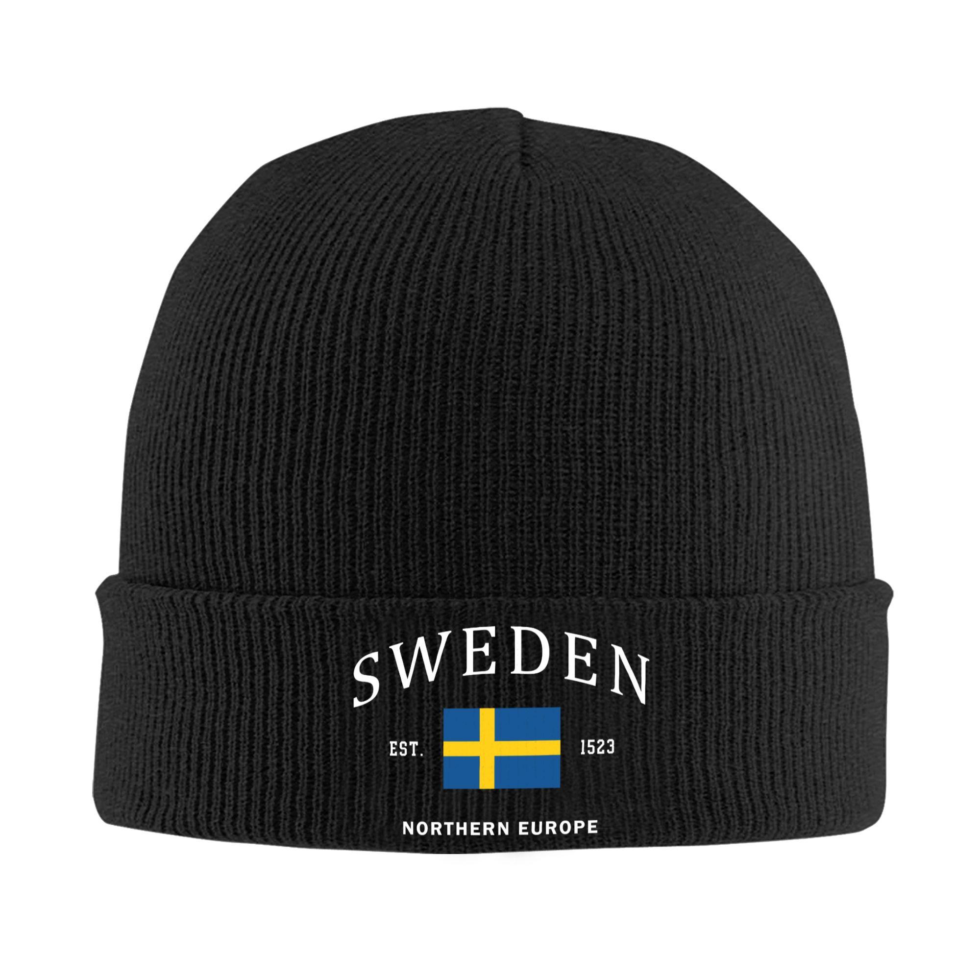 

Sweden Flag Bonnet Hats Cool Knit Hat For Unisex Women Autumn Winter Warm Skullies Beanies Caps One Size
