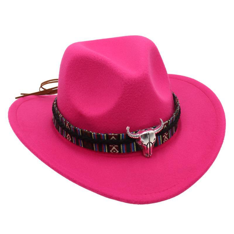 Ethnic Style Handsome Tibetan Hat Children'S Performance Top Hat Cow Head Warped Edge Western Cowboy Hat Sunscreen Sun Hat