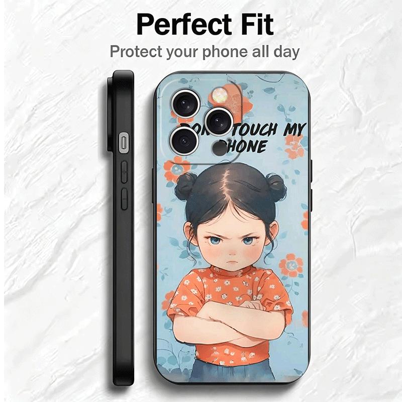 Funny Dont Touch My CallPhone Soft Phone Case for iPhone 16 16E 17 Air 15 Pro Max 14 Plus 13 Mini 11 12 7 Black Cover Back Shell