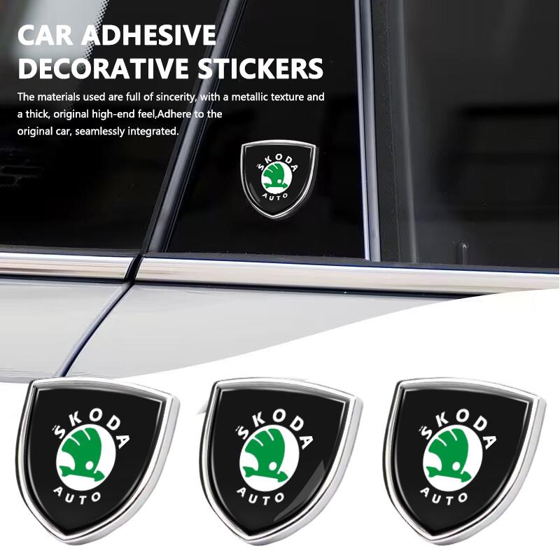 VAN4 For Skoda 3D Metal Car Trunk Window Side Emblem Badge Decal Sticker octavia a5 a4 mk1 2 fabia superb rapid mk3 yeti 2006