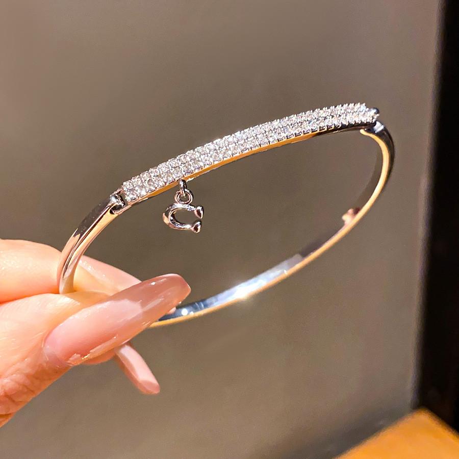 Minimalist Rose Gold Copper Bracelet With Embedded Diamonds For Fashion And Office Wear