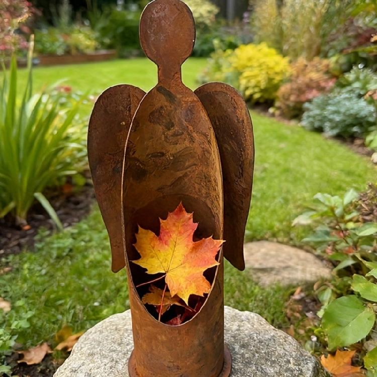 Outdoor Angel Candle Holder Metal Garden Ornament Base Wind Resistant Base for Windy Decoration Yard Accessories