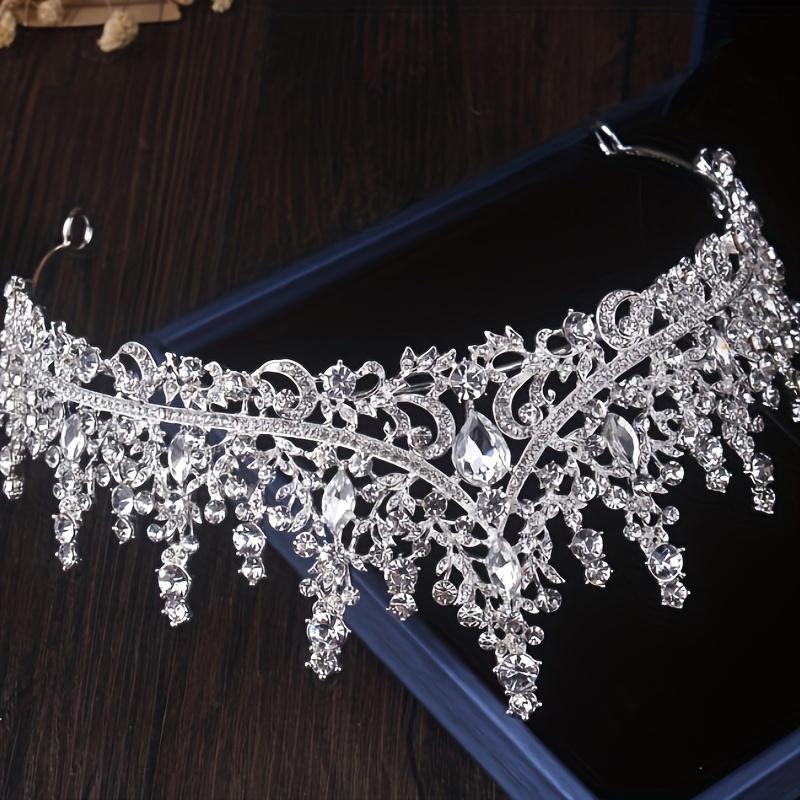 High-end luxury crown necklace and earring set bridal wedding jewelry wedding necklace jewelry set three-piece necklace and earring set