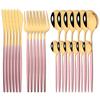 24Pcs Gold Tableware Set Stainless Steel Flatware Dinnerware Spoon Knife Fork Dinner Cutlery Set Western Kitchen Silverware