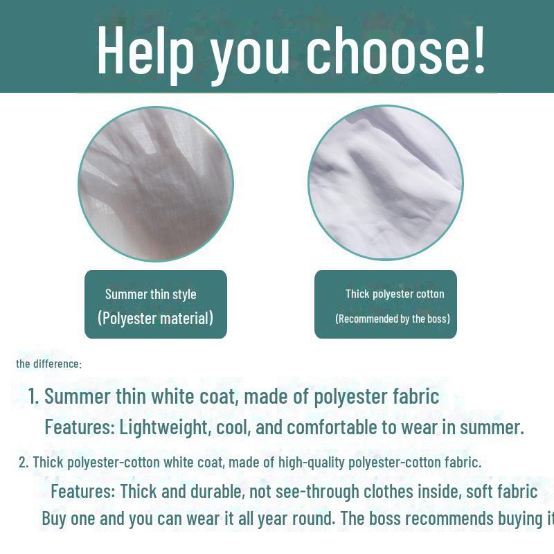 Palton alb gros: Halat unisex cu mânecă lungă pentru laborator/medic/alimentație/protecția muncii