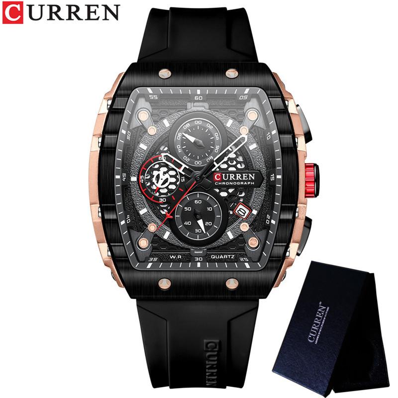CURREN Man WristWatch Waterproof Chronograph Date Men Watch Military Top Brand Luxury Silicone Original Sport Male Clock 8442