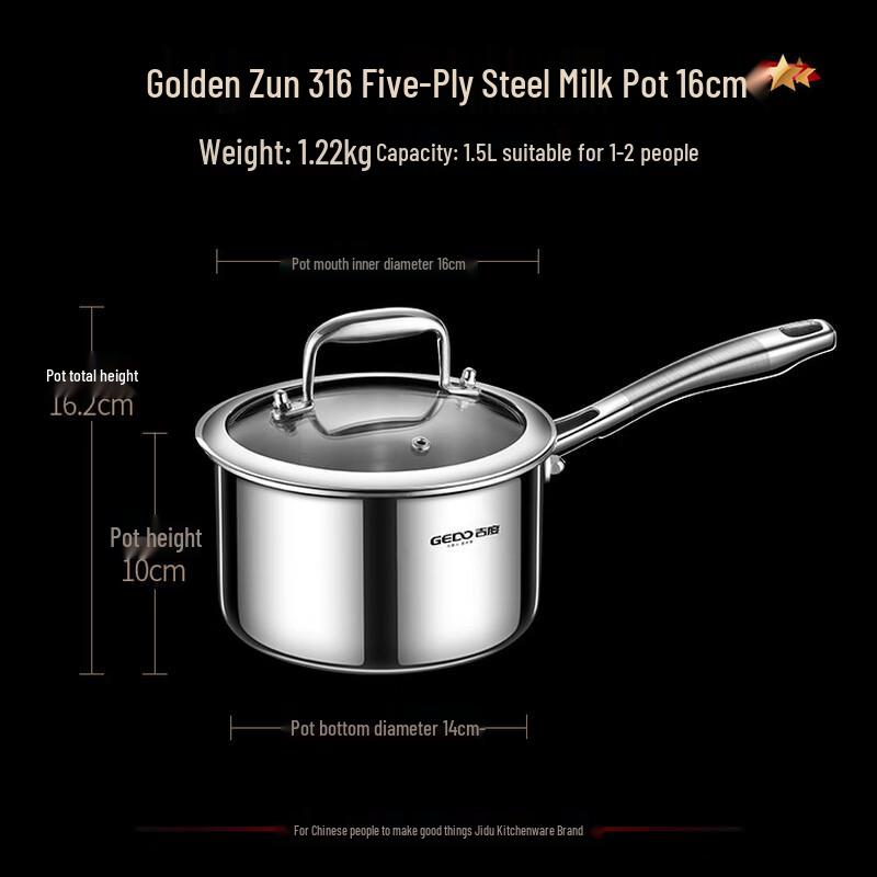 JIDU 316 Stainless Steel Saucepan