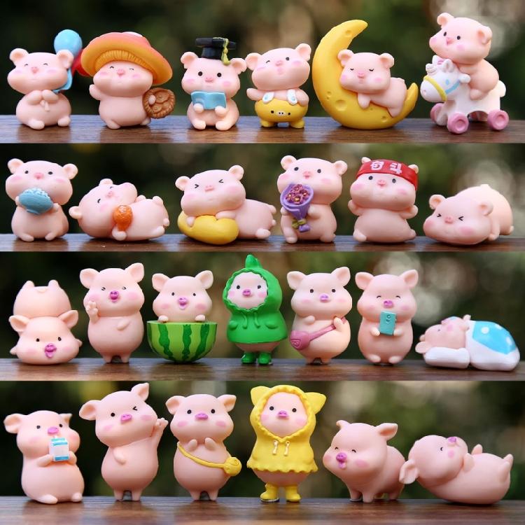 Resin Mini Pigs Miniature Pigs Figurine,Fairys Garden Accessories Garden,Microlandscape,Plant Pot,Bonsais Crafts