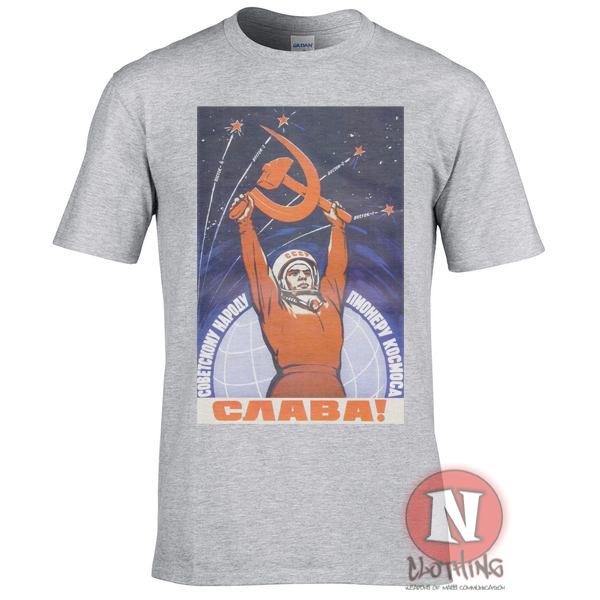 Soviet Space Astronaut Propaganda Poster Retro Hipster Cool Design T-shirt Tee