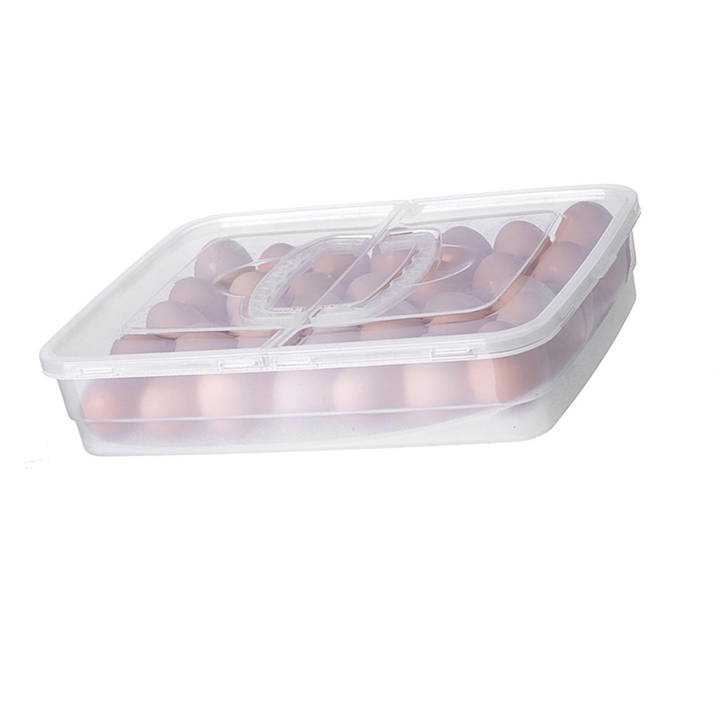 Portable Egg Storage Box 34 Grids Plastic Egg Storage Carrier with Handle for Kitchen Refrigerator