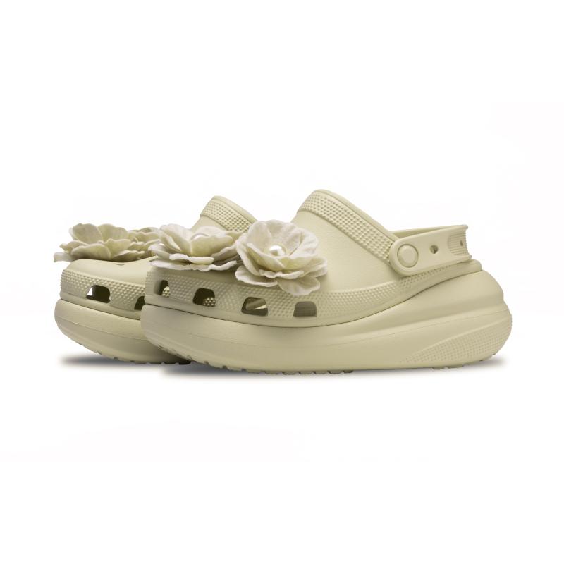 Crocs Crush Clog Puffs EVA Casual Versatile Trendy Hole Shoes Unisex Bone White