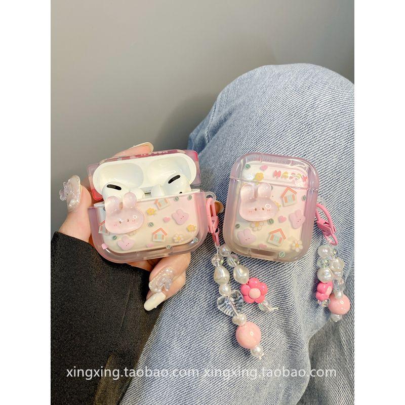 INS Young Adult Heart Pink Rabbit for AirPods Pro Protective Case Apple 2 Generation Airpods3 Wireless Earphone Case