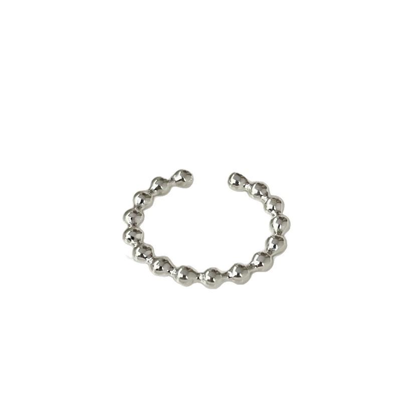 Su Chuang S925 Sterling Silver Bead Ring for Women - Cool, High-End, Round Bead Stacking Index Finger Design