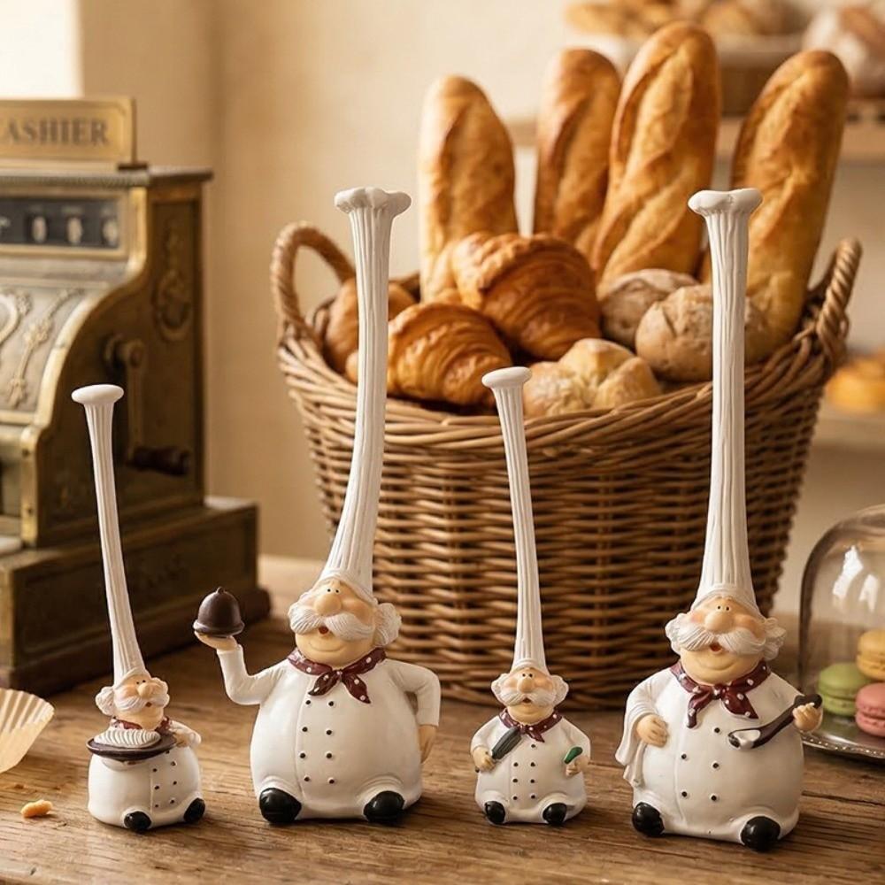 Desktop Ornaments Chef Statue Resin Cartoon Chef Dolls Creative Chef Sculpture Bedroom